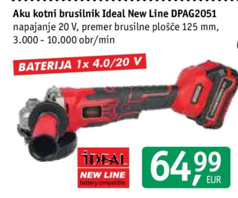 Aku kotni brusilnik Ideal New Line DPAG2051