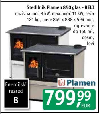 Štedilnik Plamen 850 glas - BELI