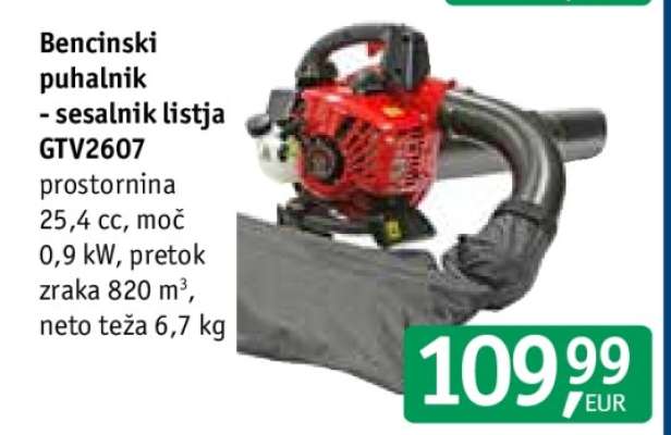 Bencinski puhalnik - sesalnik listja GTV2607