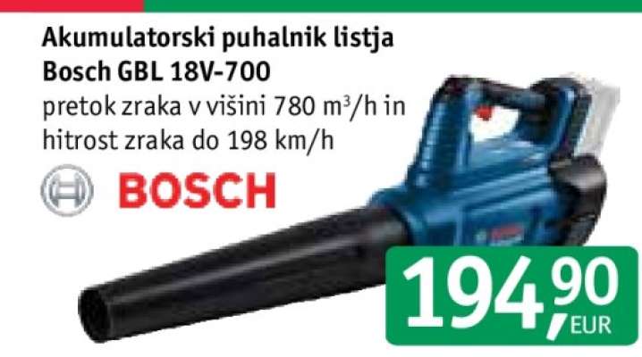 Akumulatorski puhalnik listja Bosch GBL 18V-700