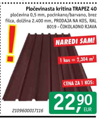 Pločevinasta kritina TRAPEZ 40