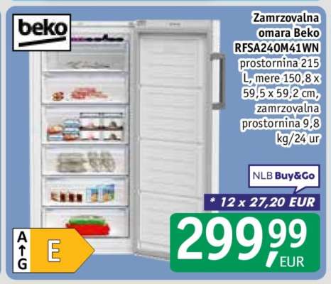 Zamrzovalna omara Beko RFSA240M41WN