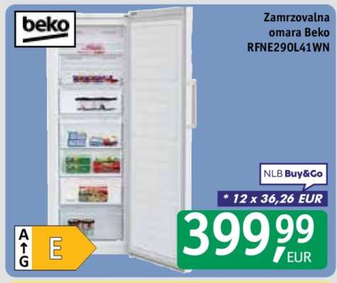 Zamrzovalna omara Beko RFNE290L41WN