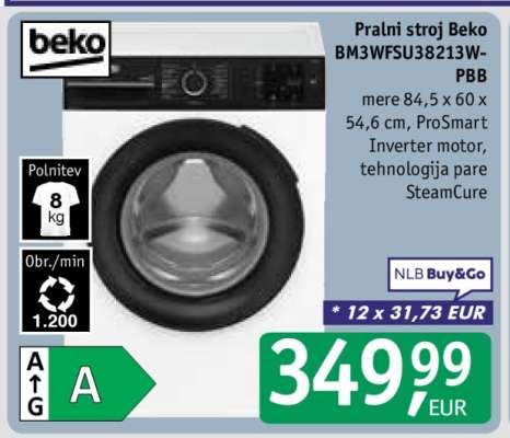 Pralni stroj Beko BM3WFSU38213W-PBB