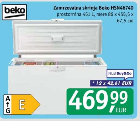 Zamrzovalna skrinja Beko HSN46740