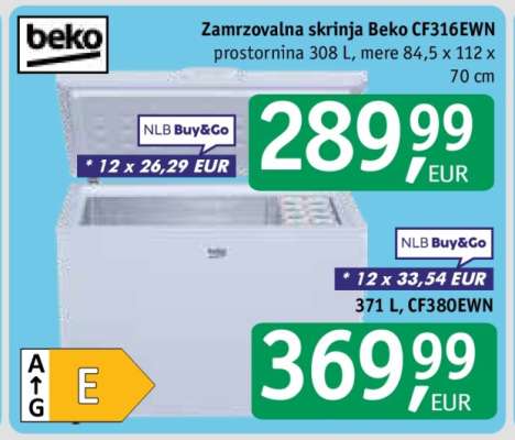 Zamrzovalna skrinja Beko CF316EWN