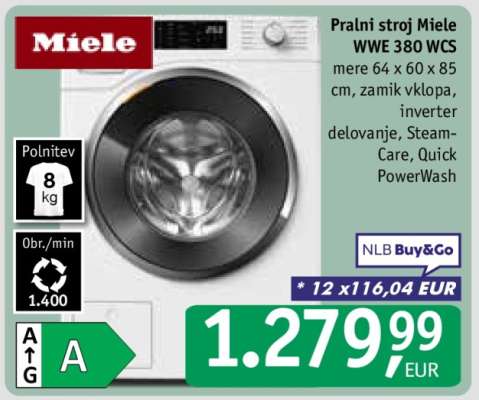 Pralni stroj Miele WWE 380 WCS