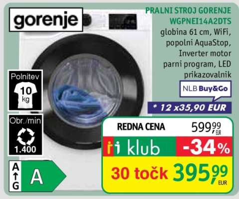 Pralni stroj Gorenje WGPNE14A2DTS