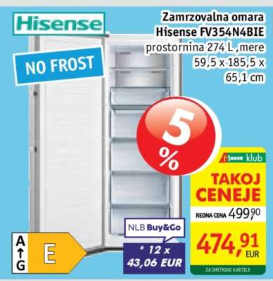 Zamrzovalna omara Hisense FV354N4BIE