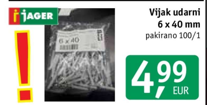 Vijak udarni 6 x 40 mm