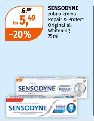 SENSODYNE zobna krema Repair & Protect Original ali Whitening 75 ml