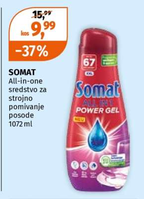 SOMAT All-in-one sredstvo za strojno pomivanje posode 1072 ml