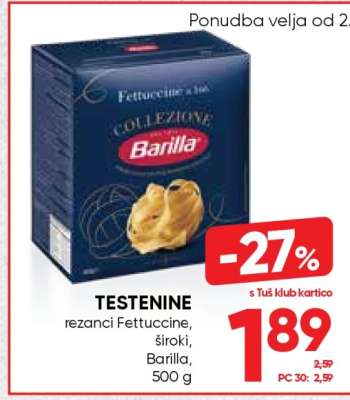 TESTENINE rezanci Fettuccine, široki, Barilla, 500 g