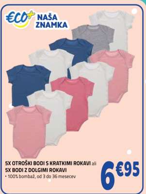 5X OTROŠKI BODI S KRATKIMI ROKAVI ali 5X BODI Z DOLGIMI ROKAVI