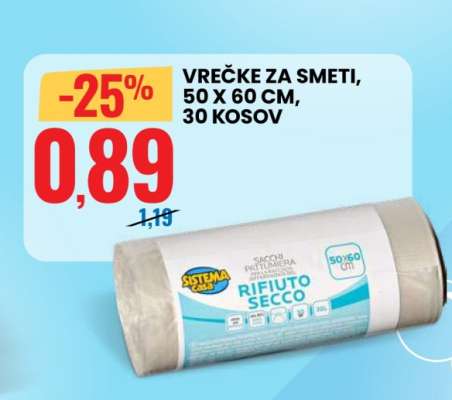 Vrečke za smeti, 50 x 60 cm, 30 kosov
