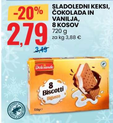 Sladoledni keksi, čokolada in vanilja, 8 kosov