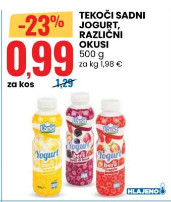 Tekoči sadni jogurt, različni okusi