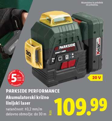 PARKSIDE PERFORMANCE Akumulatorski križno linijski laser