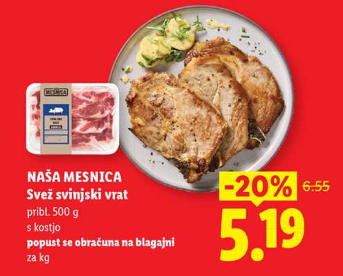 NAŠA MESNICA Svež svinjski vrat