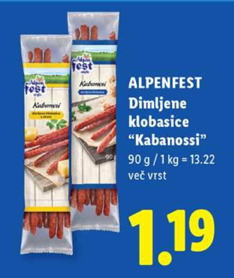 ALPENFEST Dimljene klobasice “Kabanossi”