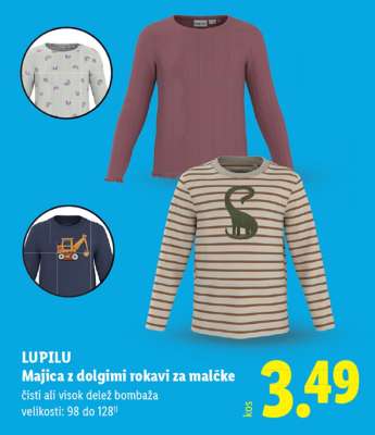 LUPILU Majica z dolgimi rokavi za malčke