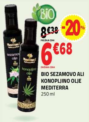 BIO SEZAMOVO ALI KONOPLJINO OLJE MEDITERRA