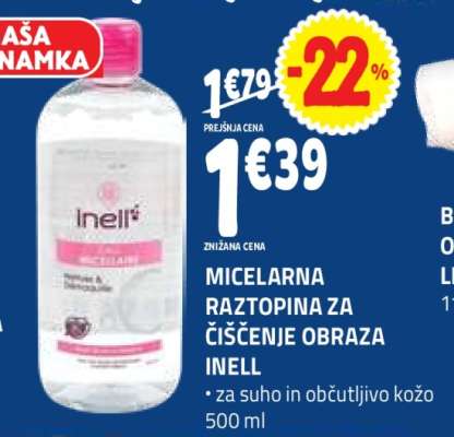 Micelarna raztopina za čiščenje obraza Inell