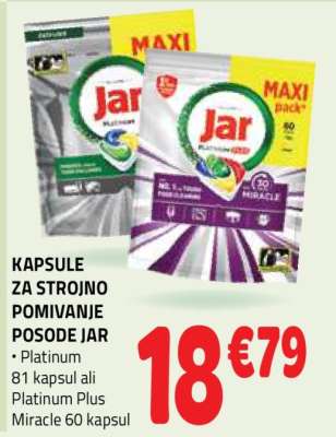 Kapsule za strojno pomivanje posode Jar