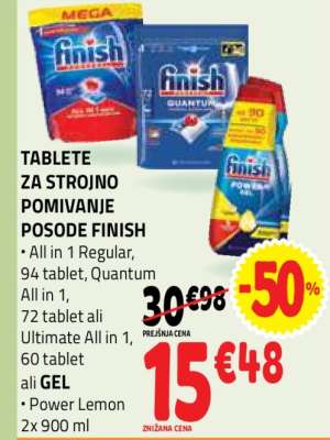 Tablete za strojno pomivanje posode Finish