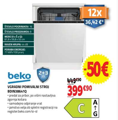 VGRADNI POMIVALNI STROJ BDIN38641Q