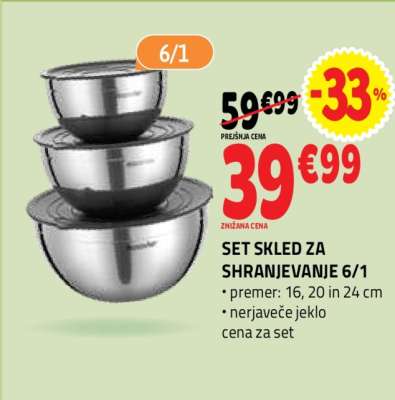 SET SKLED ZA SHRANJEVANJE 6/1