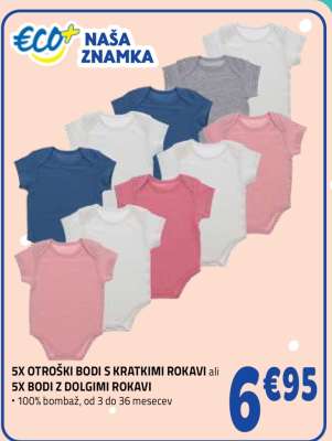 5X OTROŠKI BODI S KRATKIMI ROKAVI ali 5X BODI Z DOLGIMI ROKAVI
