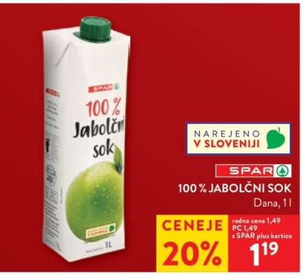 100 % Jabolčni Sok Dana, 1l