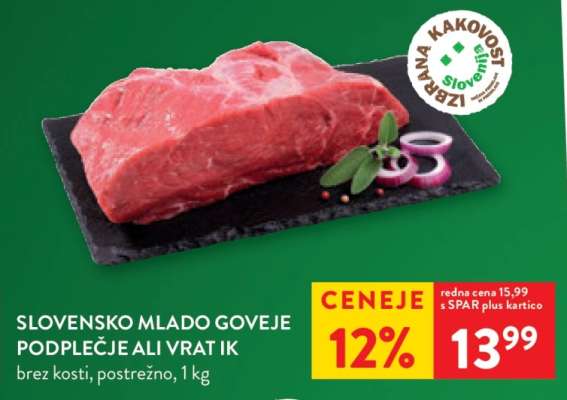 Slovensko mlado goveje podplečje ali vrat IK