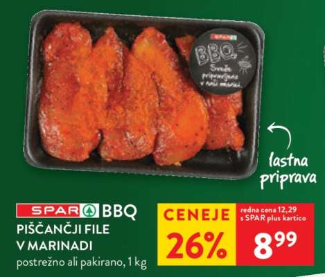 SPAR BBQ Piščančji file v marinadi