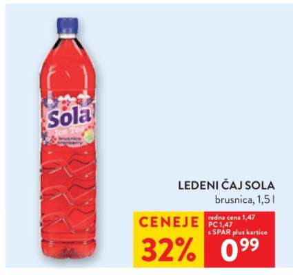 LEDENI ČAJ SOLA brusnica, 1,5 l