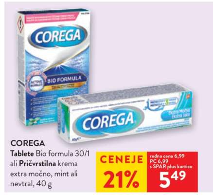 COREGA tablete Bio Formula 30/1, ali pričvrstilna krema
