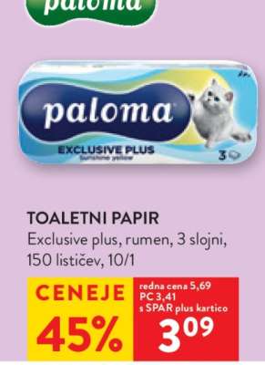 TOALETNI PAPIR PALOMA EXCLUSIVE PLUS