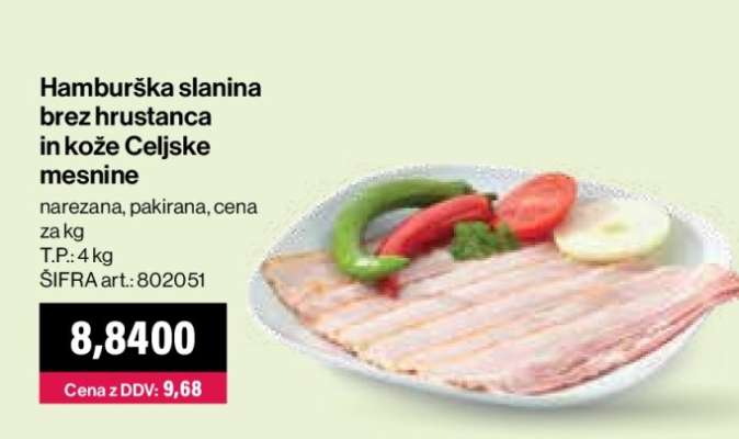 Hamburška slanina brez hrustanca in kože Celjske mesnine