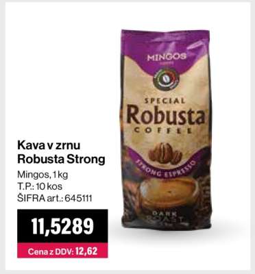 Kava v zrnku Robusta Strong