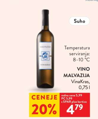 VINO MALVAZIJA VinaKras, 0,75 l