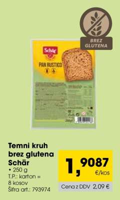 Temni kruh brez glutena Schär