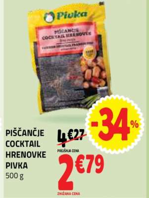 PIŠČANČJE COCKTAIL HRENOVKE PIVKA