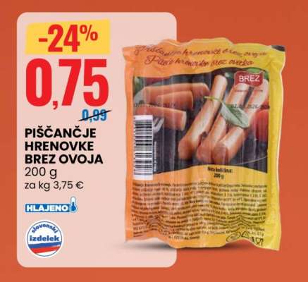 Piščančje hrenovke brez ovoja
