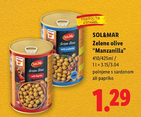 SOL&MAR Zelene olive “Manzanilla”