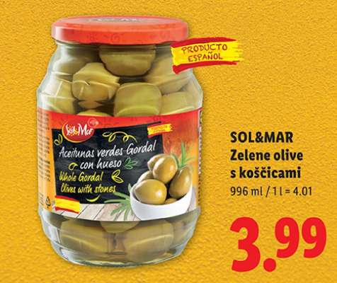 SOL&MAR Zelene olive s koščicami