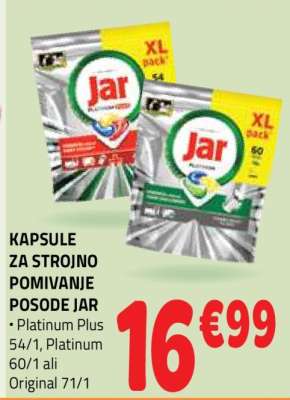 Kapsule za strojno pomivanje posode Jar