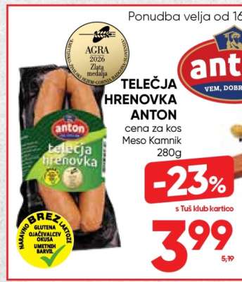 TELEČJA HRENOVKA ANTON
