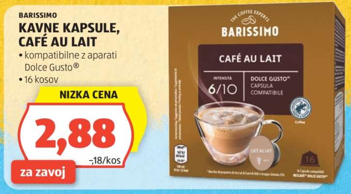 BARISSIMO KAVNE KAPSULE, CAFÉ AU LAIT