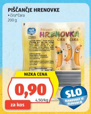 PIŠČANČJE HRENOVKE